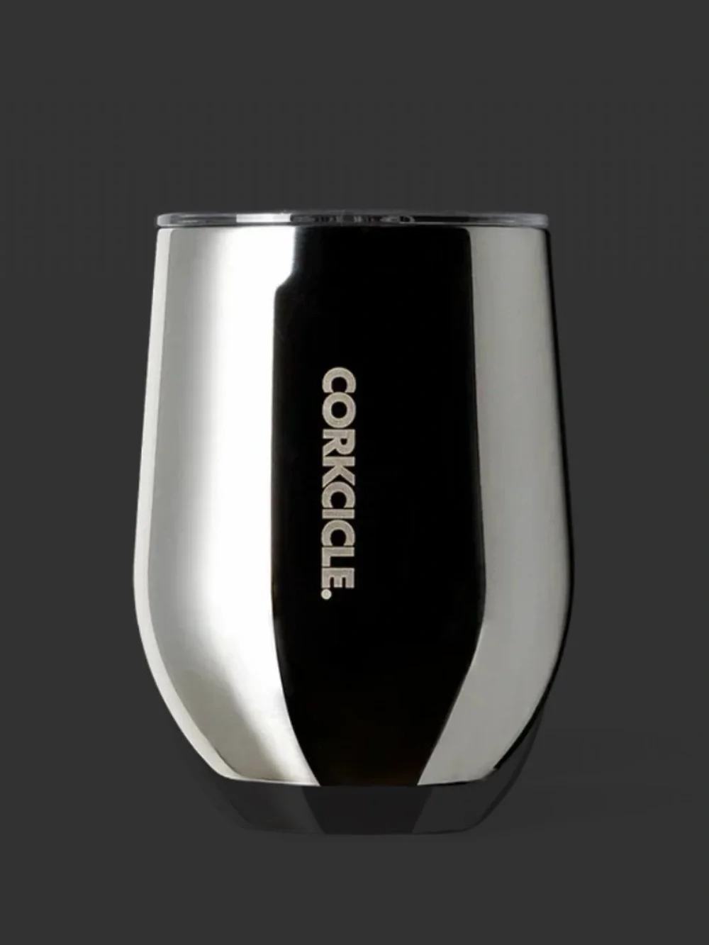 Corkcicle Gunmetal Insulated Stemless Tumbler Wine Cup with Clear Lid- 12 oz.